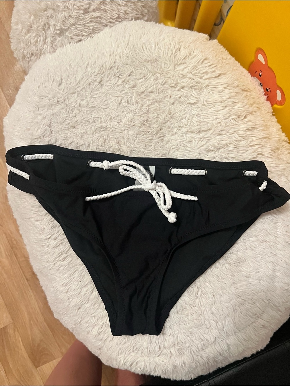 JCrew Women’s Black Bikini Bottom with White Rope Accent